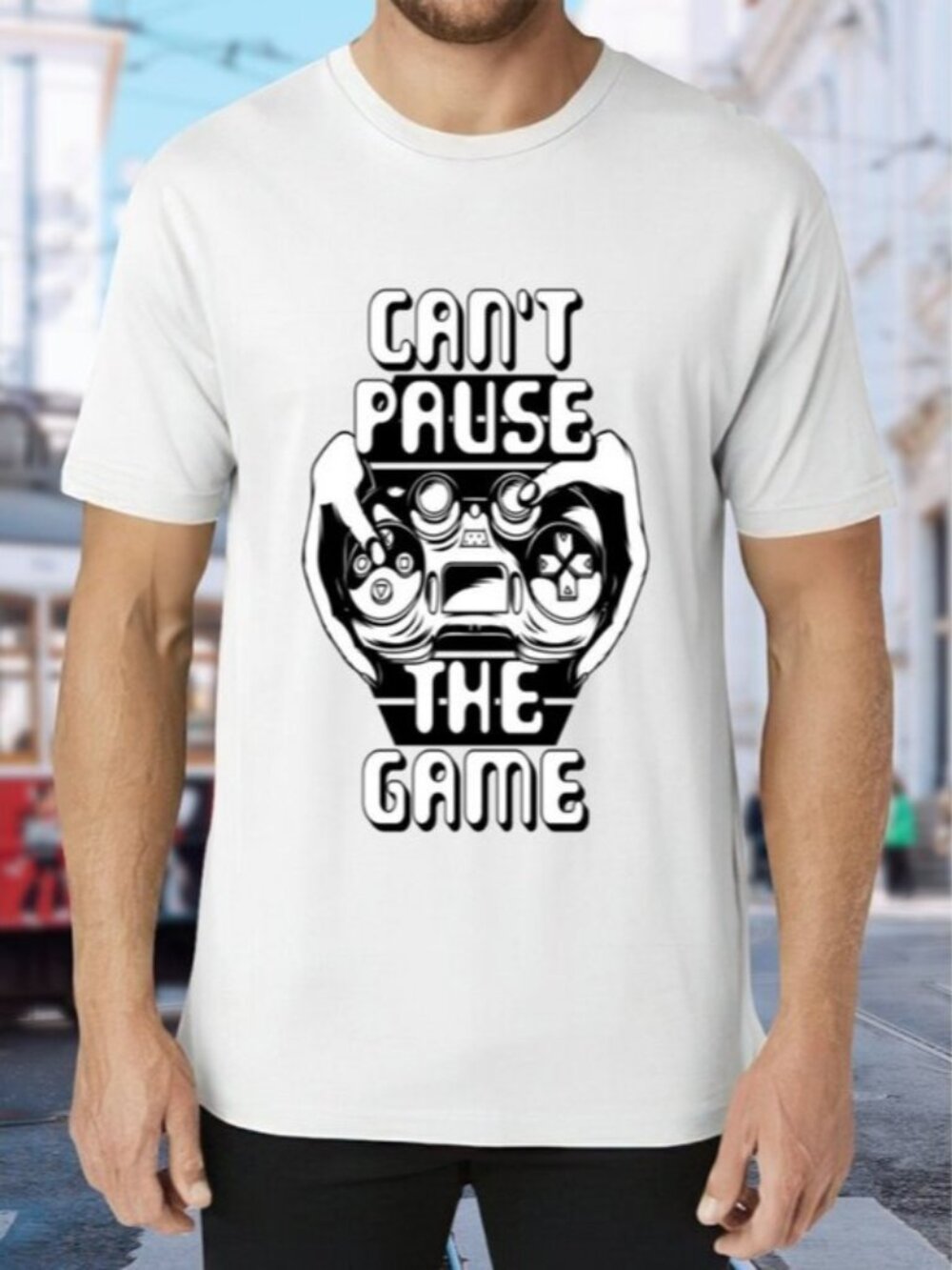 Can't Pause The Game Graphic Tee - White